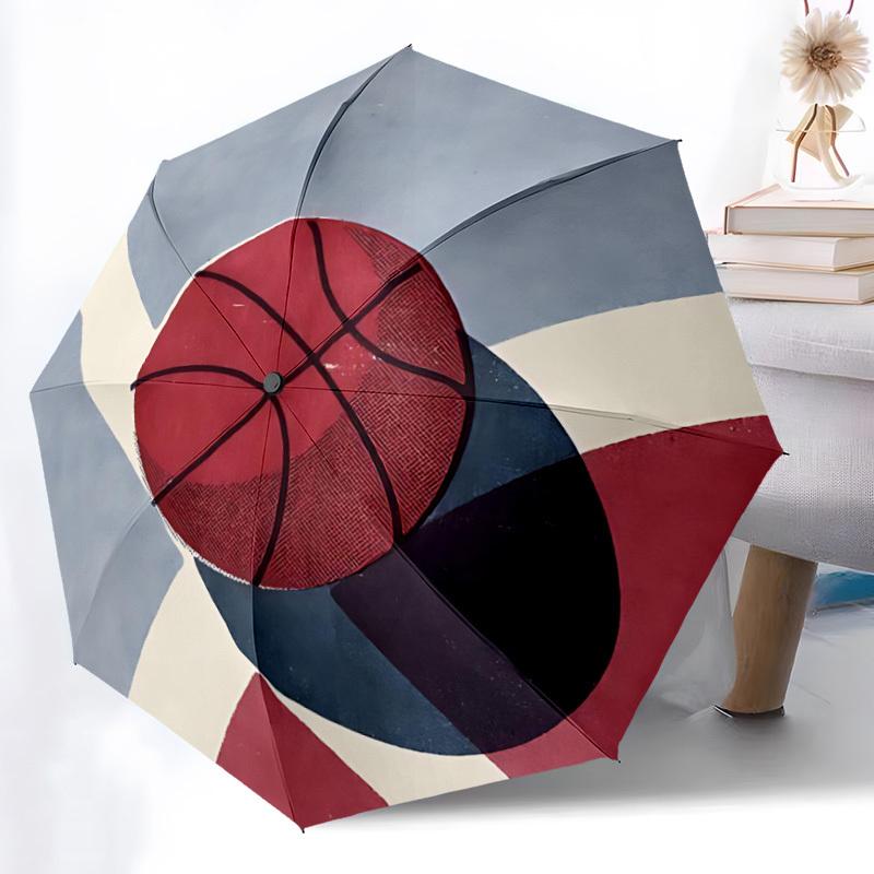 1pc Basketball Court Automatic Folding Umbrella - Compact 8-Rib Design, Durable Plastic & Iron, Lightweight for Outdoor Daily Use091