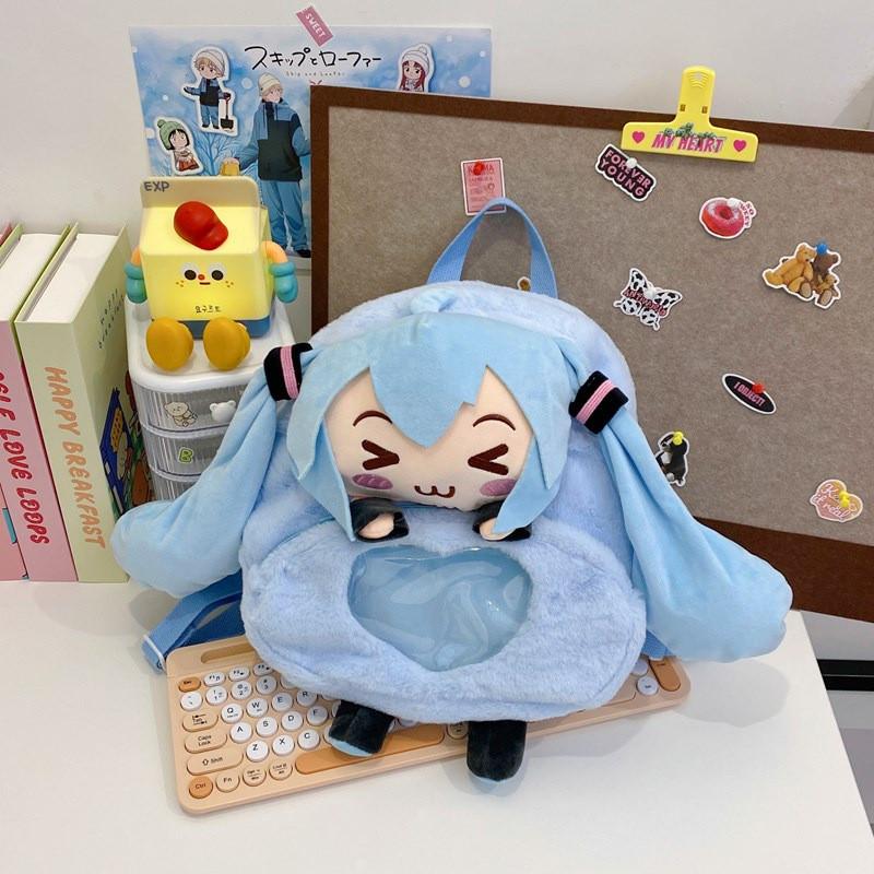 Miku Hatsune Plush Toy Backpack Cartoon Bag With Adjustable Straps Shoulder