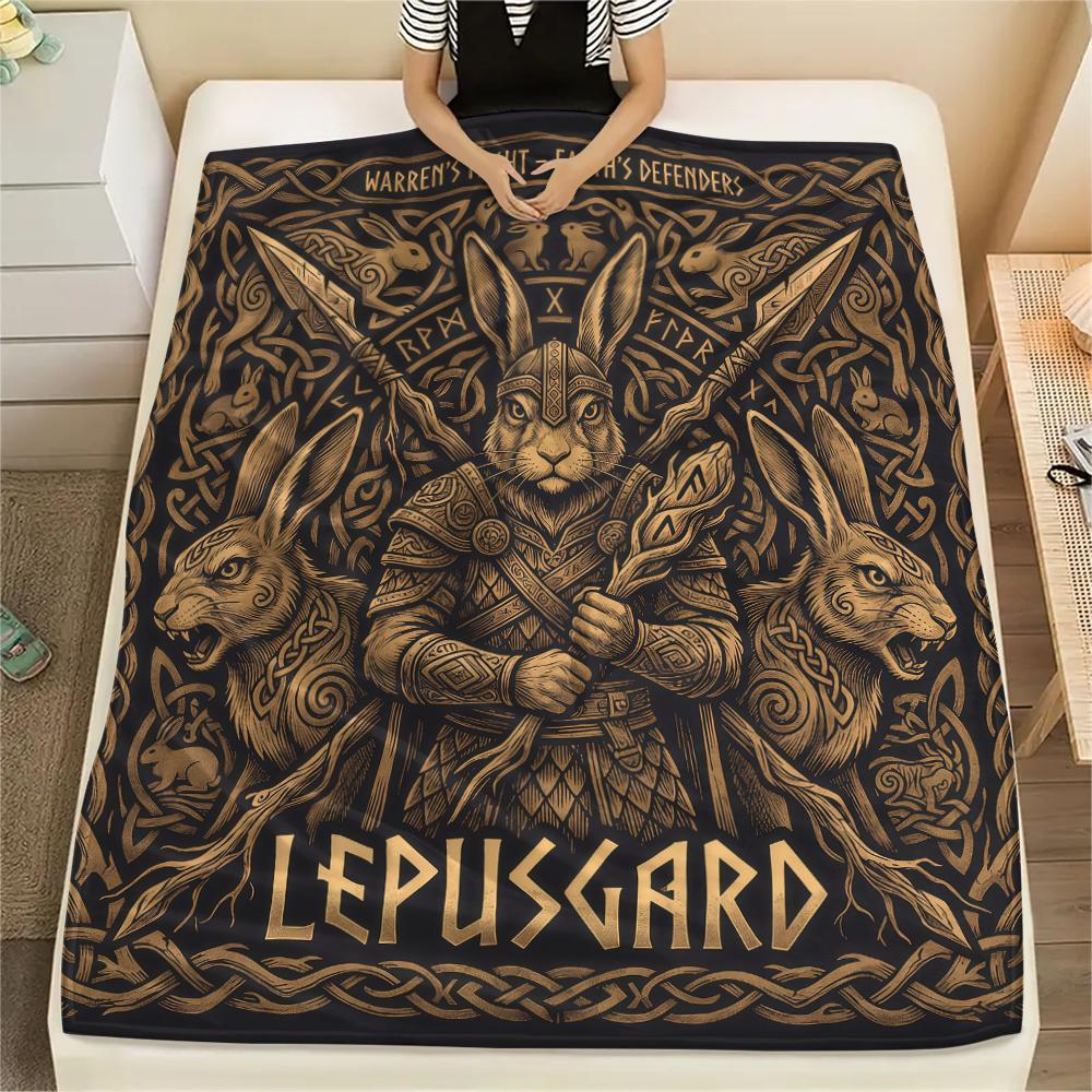 Viking retro animals Print Flannel Blanket,High quality Comfortable for All Seasons,Home Decor,Warmth and Comfort,Perfect for Christmas Gifts