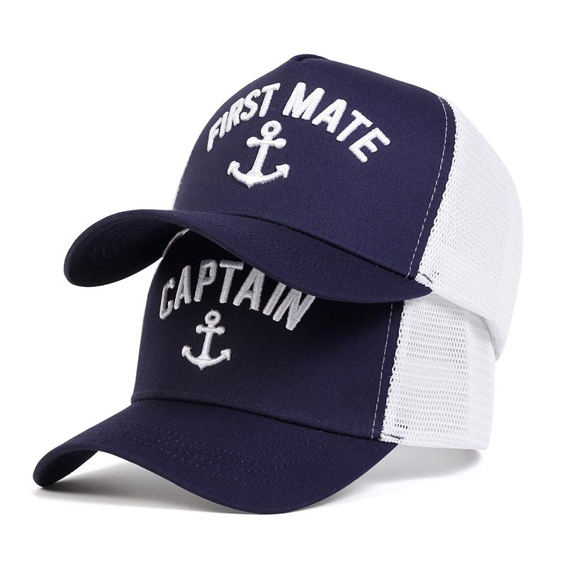 Net Baseball Stitching Embroidered Mate/Captain First Neutral Gender Women Men For 2Pcs/Set Caps Spring And Summer Outdoor Adjustable Casual Hats