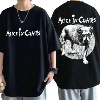 Рок-группа Alice in Chains Двусторонняя футболка с принтом Оверсайз Мужская Женская Хлопковая футболка Высокого качества Одежда Мужская Винтажная одежда
