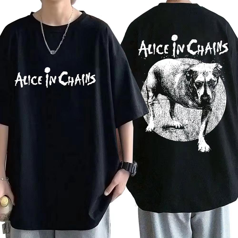 Рок-группа Alice in Chains Двусторонние графические футболки Летние Мужские Женские Повседневные Высококачественные Хлопковые Футболки Мужские Винтажные Футболки