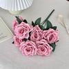 Retro 7-Head Artificial Rose Bouquet for Home and Wedding Decor
