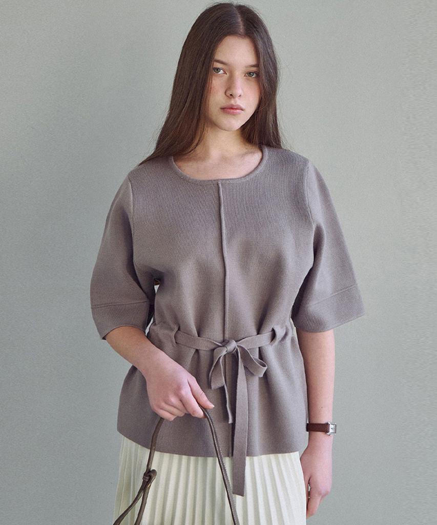 LUSIDA Belted Glow Knit Top