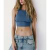 Spring New Arrival Fashion Style Fashionable Stylish Outfit Slim round Neck Sleeveless Short Tops 3253324