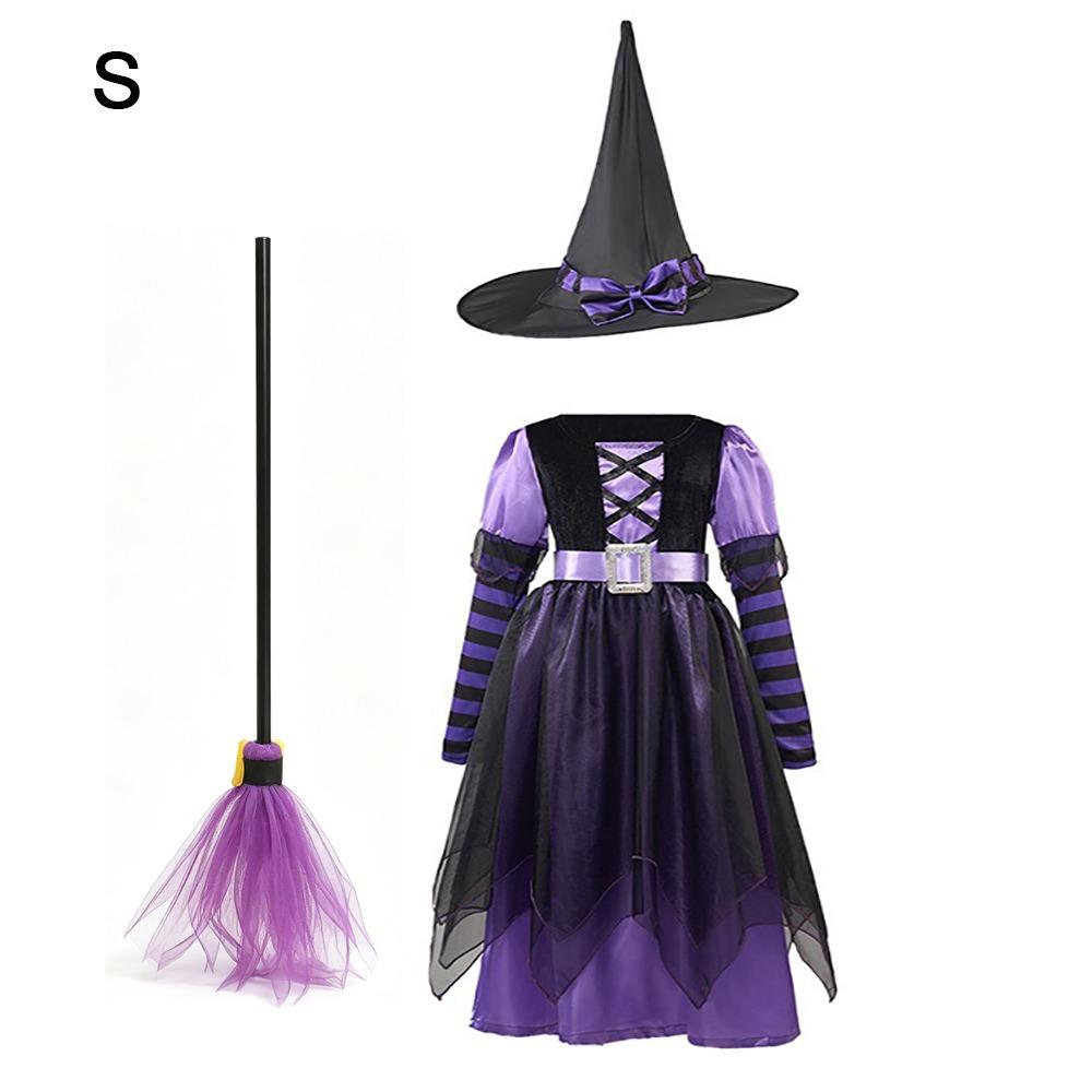 With Hat Witch Costume Dress Makeup Ball Kids Cosplay Dress Halloween Costume Clothes For Toddlers