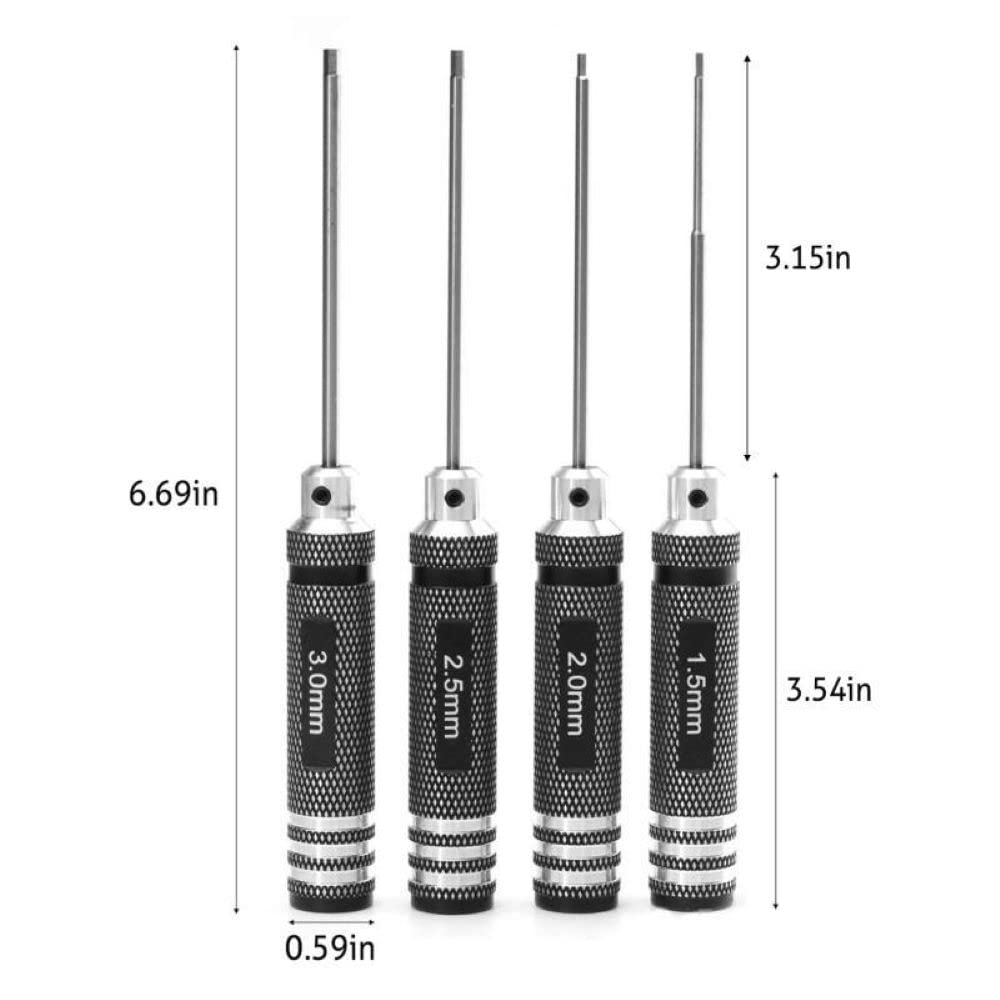 Titanium Nitride Hex Wrench Precision Screwdriver Set for Set Driver, Drones, 4-Piece (1.5mm, 2.0mm, 2.5mm, 3.0mm)
