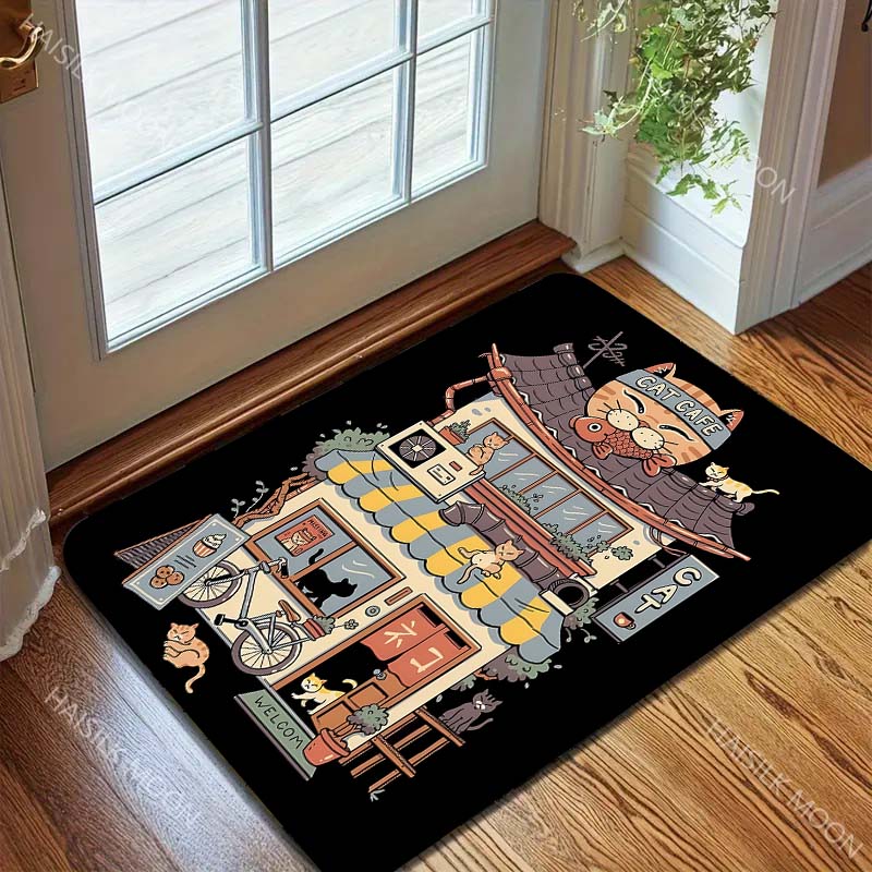 Cute Japanese Cat House Print Carpet for Living Room Bedroom Sofa Home Decoration Non-slip Floor Mat Modern Rugs Luxury Gifts