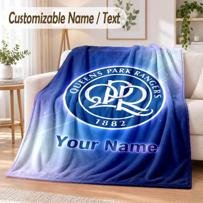 Custom Text Flannel Blanket Queens Park Rangers FC Print Warm Cozy Blanket Home Sofa Bedding
