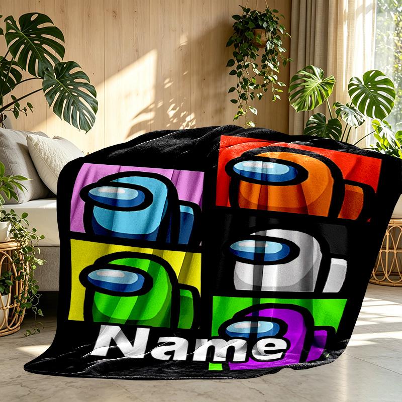 Custom Name Personalized Among Us Print Blanket, Home Decor, Bedroom, Sofa, Camping, Couch, Gifts for Birthday ChristmasEnthusiasts