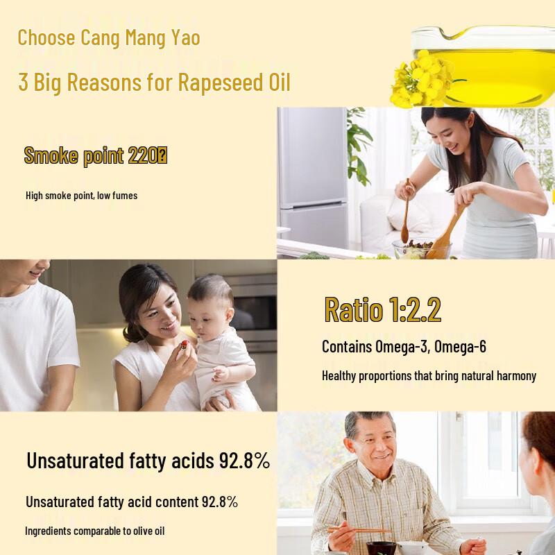 Cang Mang Yao First Grade Pressed Canola Oil, 4.4L