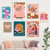 Cartoon Abstract Vase Pink Cute Girl Dance Poster Rainbow Love Feminist Art Canvas Print Woman Day Gift Painting Room Home Decor