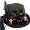 Steampunk Hat Halloween Jazz Hats with Goggles for Women Men Festive Cosplay Costume Prop Party Decoration