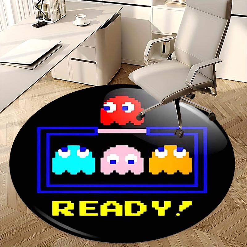 Pac Man Ghosts,Retro Gaming Chair mat Round Rug Office carpet, Non slip, Suitable for Living Rooms, Bedrooms,Decor1205641a