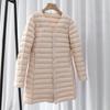 Новые легкие и тонкие пуховики средней и длинной длины, женские легкие и тонкие белые утиные пуховые тонкие пальто большого размера