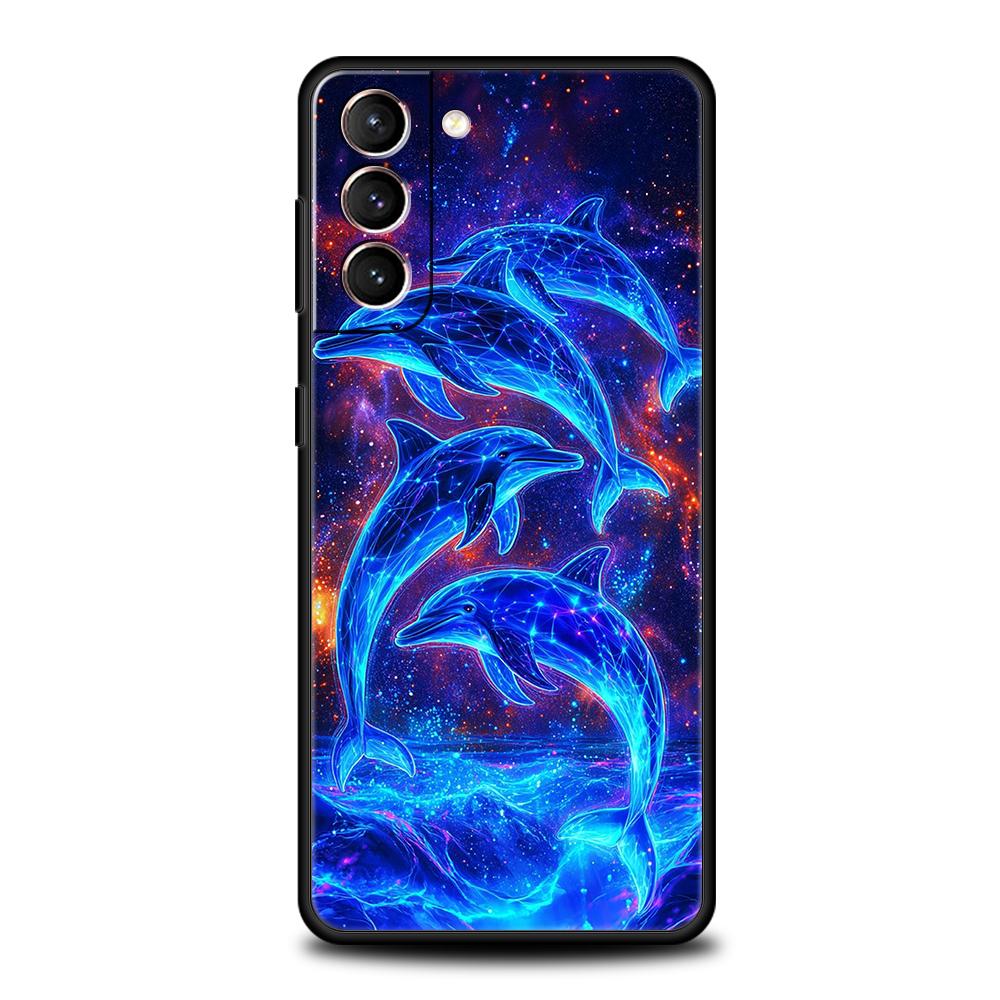 Ocean Animal Cute Dolphin Sea Turtle Phone Case Cover for Samsung Galaxy S25 S24 S23 S22 S20 S21 FE Ultra S10 S10E Plus Soft TPU