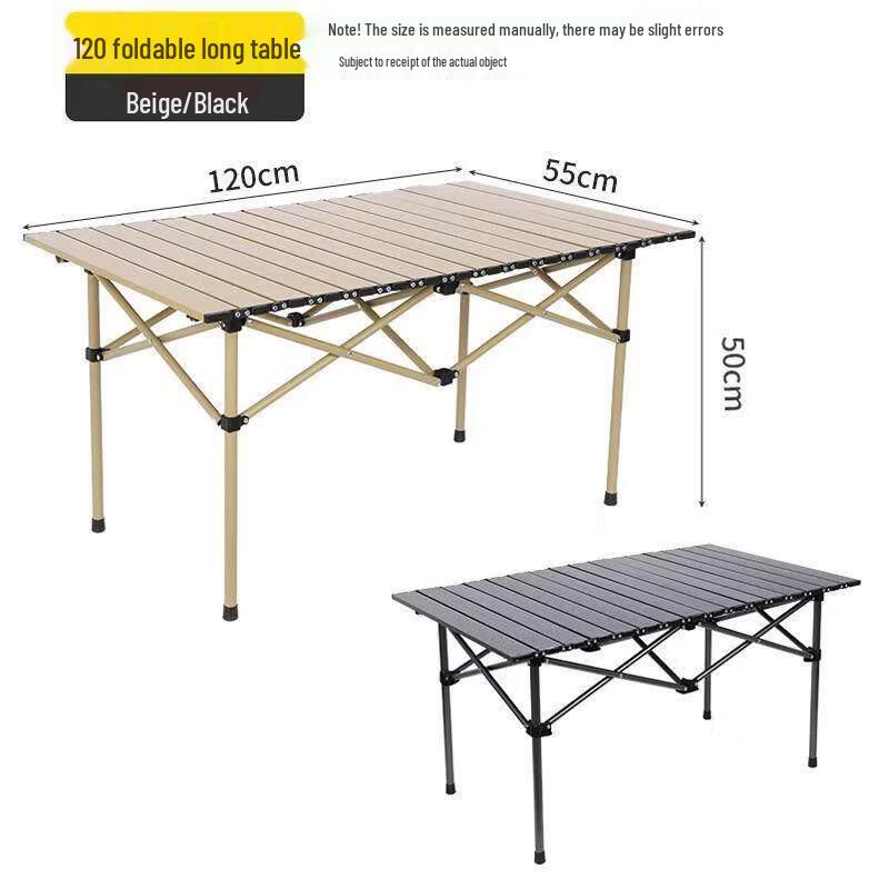 120cm Black Portable Camping & Picnic Table with Mesh Bag