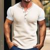 New Plus-size Men's Waffle T-shirt Henry with Short Sleeves