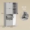 Shoe Cabinet with Mirror, 4 Tilting Drawers, Entryway Shoe Cabinet, Grey