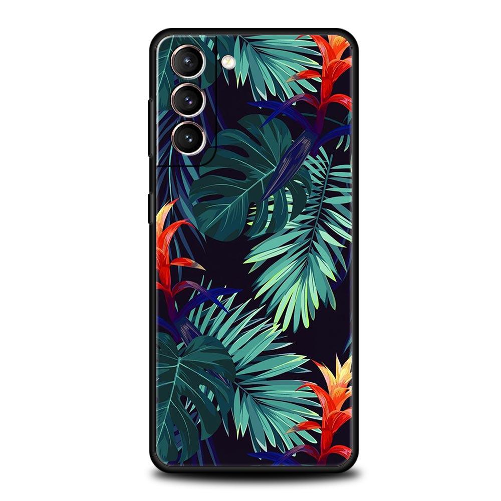 Винтажный чехол для телефона с банановым листом и цветком для Samsung Galaxy S24 S23 S22 S20 Ultra S21 FE 5G S10 S9 Plus S10E, мягкий силиконовый чехол