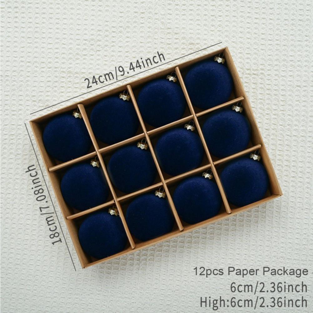 Набор из 12 шт. Рождественских шаров 2,36 дюйма Вельветовые рождественские шары с подвесным кольцом Украшения для елки для домашнего декора Рождественская вечеринка