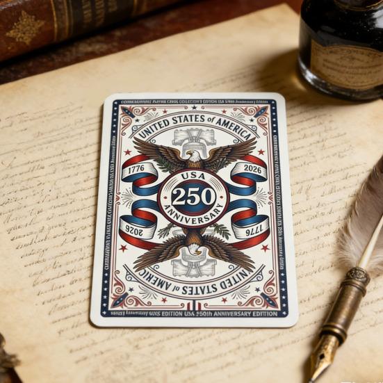 Памятная колода игральных карт к 250-летию США 1776 2026 Патриотическая коллекционная колода для покера ко Дню ветеранов, Дню поминовения, 4 июля Коллекционерам