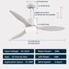 Ceiling Fans with Lights and Remote 52 Inch Quiet Reversible DC Motor Ceiling Fan for Bedroom Living Room Easy To Install