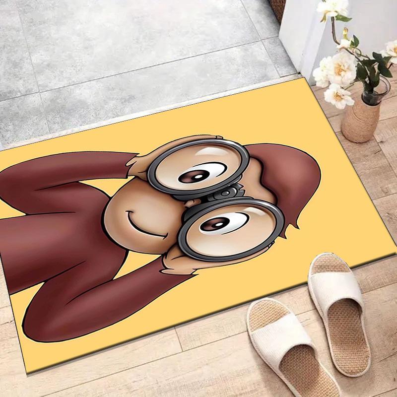 1pc Curious George (4) Design Printed Area Rug Carpet for Bedroom Living Room Home Decor Rugs Mat Non Slip Mat Rug for Bedside