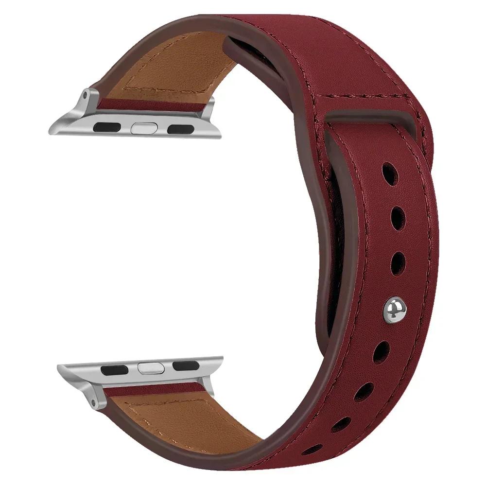 Кожаный ремешок для Apple, ремешок для часов 44 мм, 45 мм, 41 мм, 40 мм, 49 мм, 42 мм, 38 мм, 45, 44 мм, браслет Correa iWatch series 3, 4, 6 SE, 7, 8, ультра