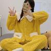 Coral Velvet Pajama Women Autumn Winter Plush Thicken Long Sleeve Loungewear Flannel Home Clothing Insulation Cute Sleepwear Set