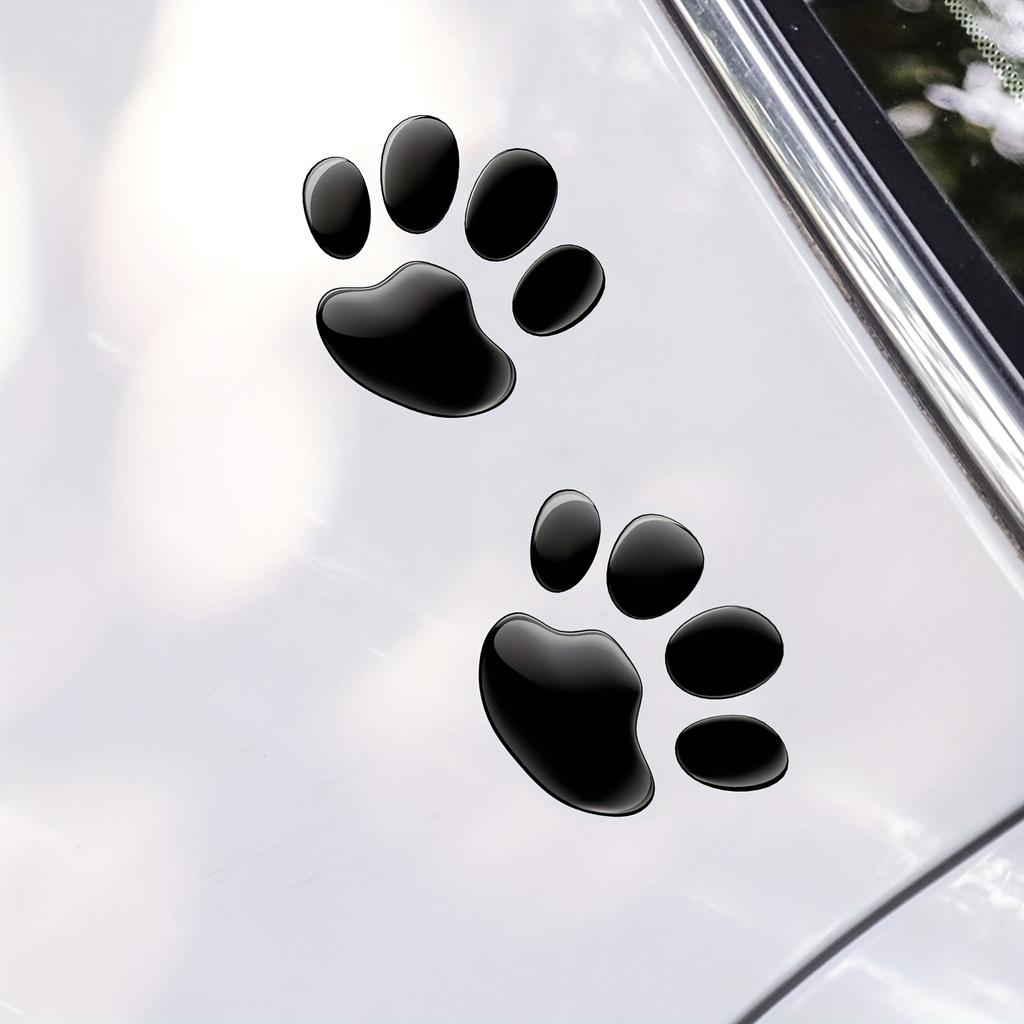 Black 3D Chrome Dog Paw Footprint Sticker Decal Car Emblem Decoration