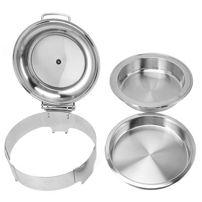 Круглый поднос для шведского стола из нержавеющей стали, серебряный поднос для шведского стола с подносом для еды и водой на рулоне