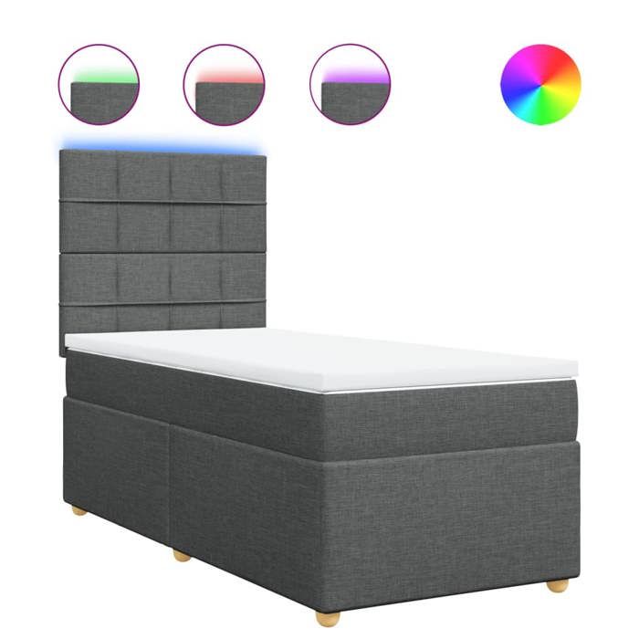 Maison Exclusive - Sommier à lattes de lit avec matelas Gris foncé 90x200 cm Tissu