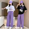 Teenage Girls Cartoon Rabbit Clothes Set Summer Children Girl Tshirts and Pants 2 Pieces Suit Kid Top Bottom Outfits Tracksuits