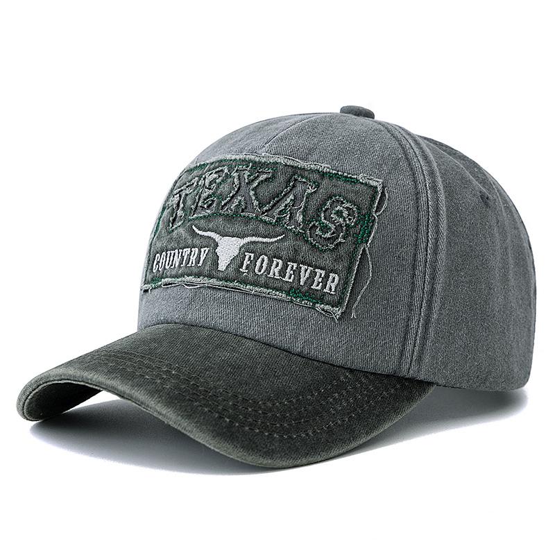 Унисекс washed cotton cap Винтажные бейсболки Вышивка букв TEXAS Повседневная для активного отдыха и спорта Кепка-папа Для мужчин и женщин