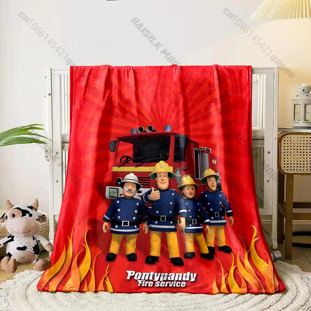 Cartoon Animation Theme Blanket Fireman S-Sam Print Blanket Home Travel Blanket Sofa Bedding Cover Blankets Gift for Boys Girls