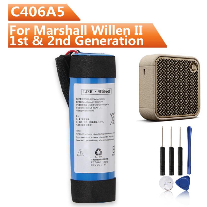 3500mAh Bluetooth Speaker Replacement Battery C406A5 For Marshall Willen II 1st & 2nd Generation With Tools