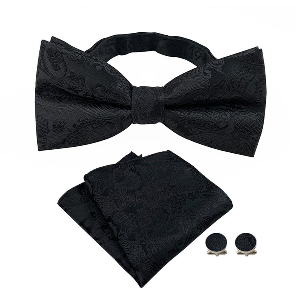 3Pcs/Set Silk Wedding Bow Tie Cufflink Silk Suit Accessories Fashion Neck Tie Set Wedding