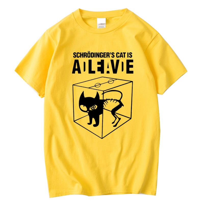 Schrödinger Cat Print T-Shirt Men's Women's Summer Cotton Casual Comfortable T-Shirt Casual Life Big Bang Short Sleeve