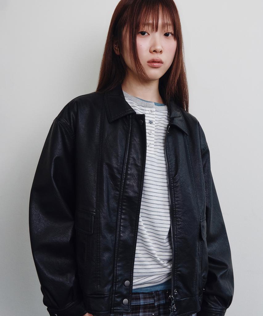 Celitails Faux Leather Pocket Jumper_Black