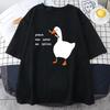 Peace Was Never An Option Letter Printed Men Cotton T-shirt Creative Duck Print Men's Tshirt Fashion Casual Loose Couple T-shirt