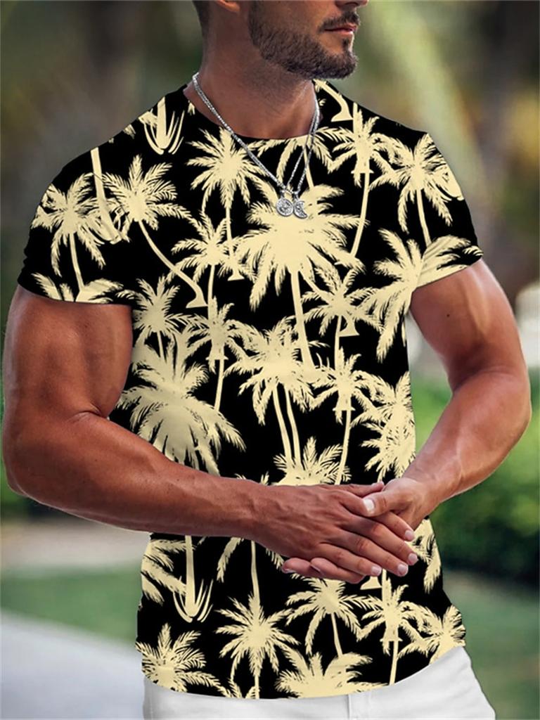 Summer Hawaiian Men's T-shirt 3d Print Tree Graphic T Shirt Fashion Short Sleeve Clothing Oversized Camiseta Streetwear Tee Tops