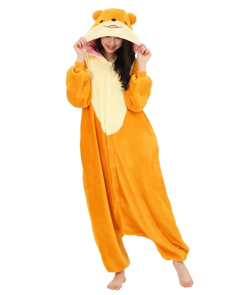 Fleece Animal Kigurumi Costume for Asian Kotsun [SAZAC] Adults, Unisex, Small-Clawed Otter,
