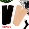 10 Pairs Spring Summer Black Nylon Mid-tube Sock Women Ankle Silk Socks Short Hosiery Female Non-Slip Stretch Ankle Sox Meias