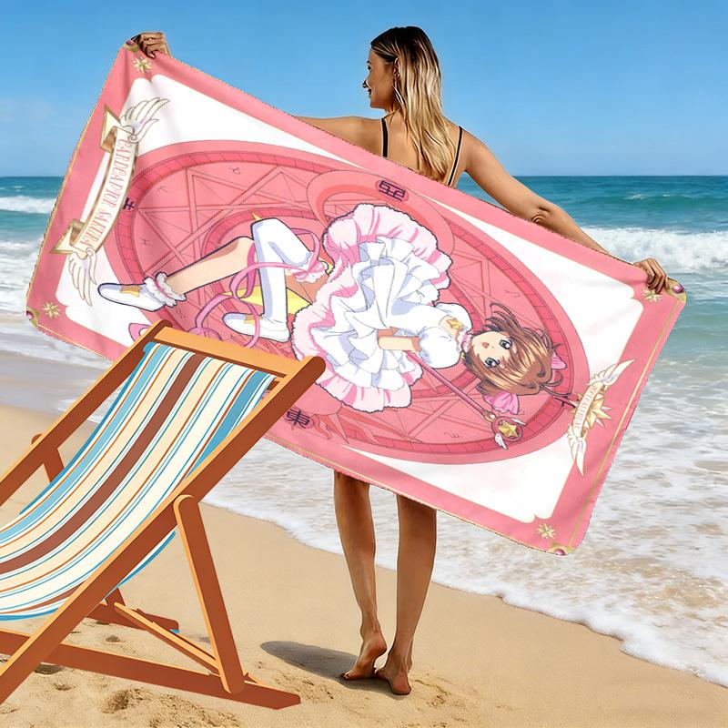 Cardcaptor Sakura Print Beach Towel, Large Soft Quick Dry Towel for Beach Camping Swimming