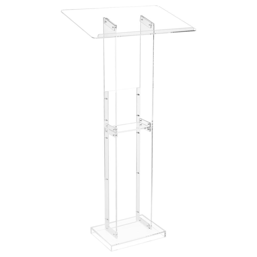 VEVOR Podium Stand, 1265 mm Acrylic Lectern, Portable Laptop Desk with Wide Reading Surface and Storage Shelf, Book Stopper, Floor-Standing