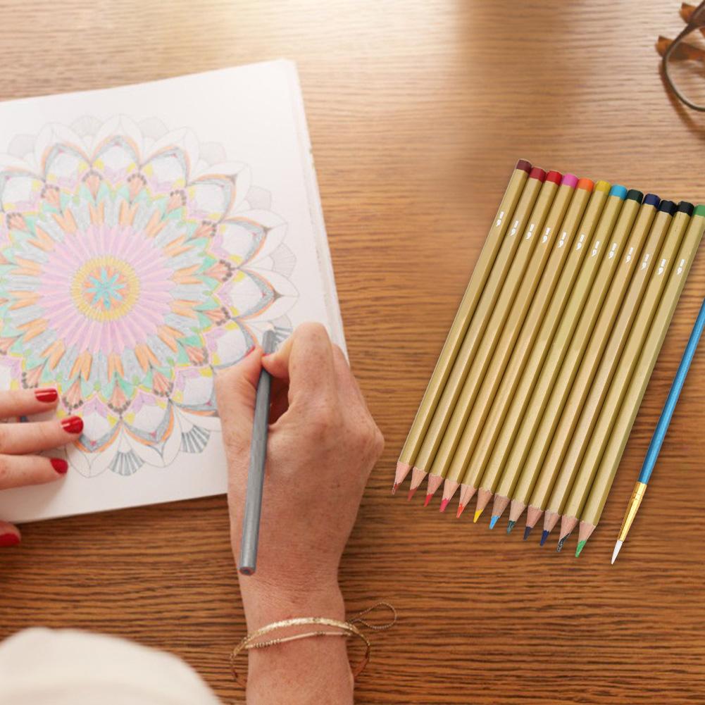 12 цветных водорастворимых карандашей для рисования акварелью, школьные принадлежности в железной коробке