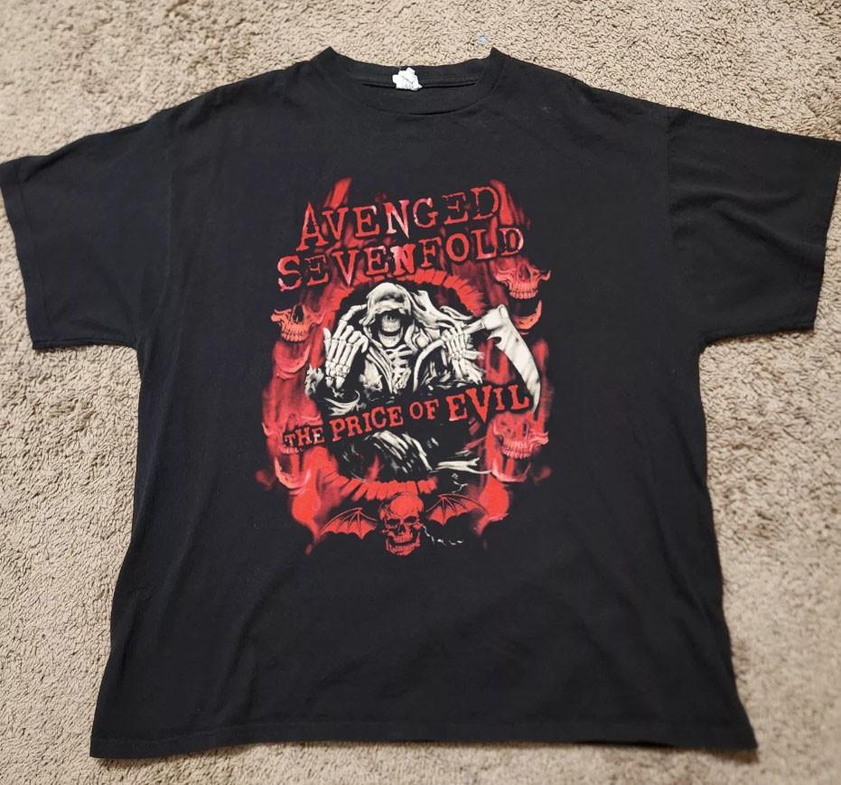 AVENGED SEVENFOLD THE PRICE OF EVIL vtg black t-shirt QT6543