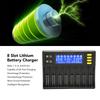 8 Slot Lithium Battery Charger with Car Adapter LCD Screen for Li Ion IMR ICR NiMH Cd 18650 21700