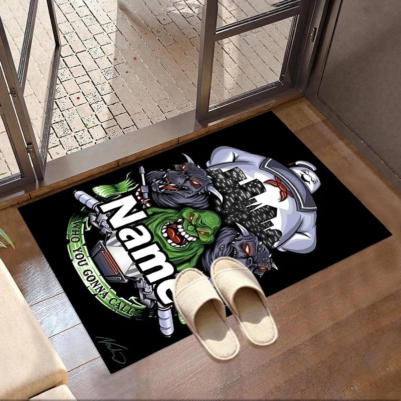 Custom Name Personalized Ghostbusters Print Carpet, Versatile Home Decor Rug, for Playroom, Apartment, Balcony, Entryway, Hallway Gift